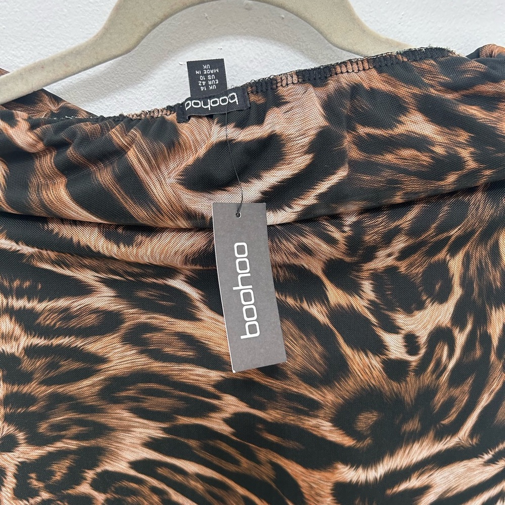Boohoo Leopard Print Skirt in Black and Brown